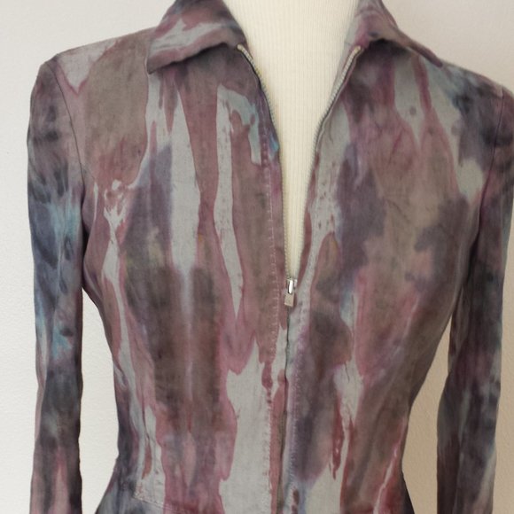 Armani cotton wave painted blazer jacket 4 6 SMALL gray black red blue purple XS - Picture 1 of 11